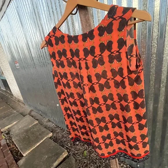 Women's Size Small NIC+ZOE Sleeveless Orange/Black Armadillo Top - Picture 5 of 16